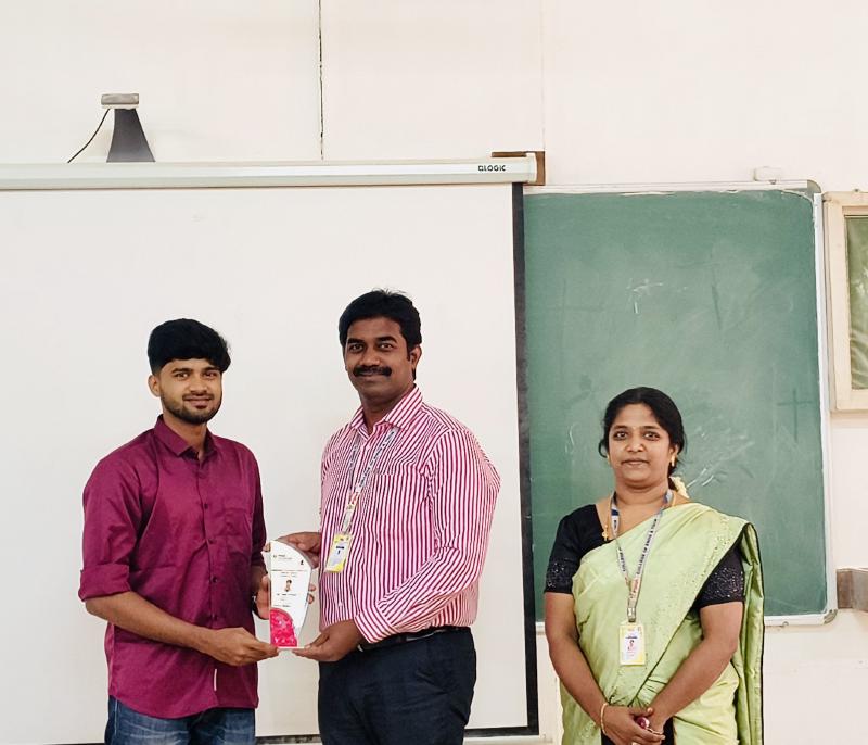 Felicitation by HOD of CSBS at PSNA College of Technology